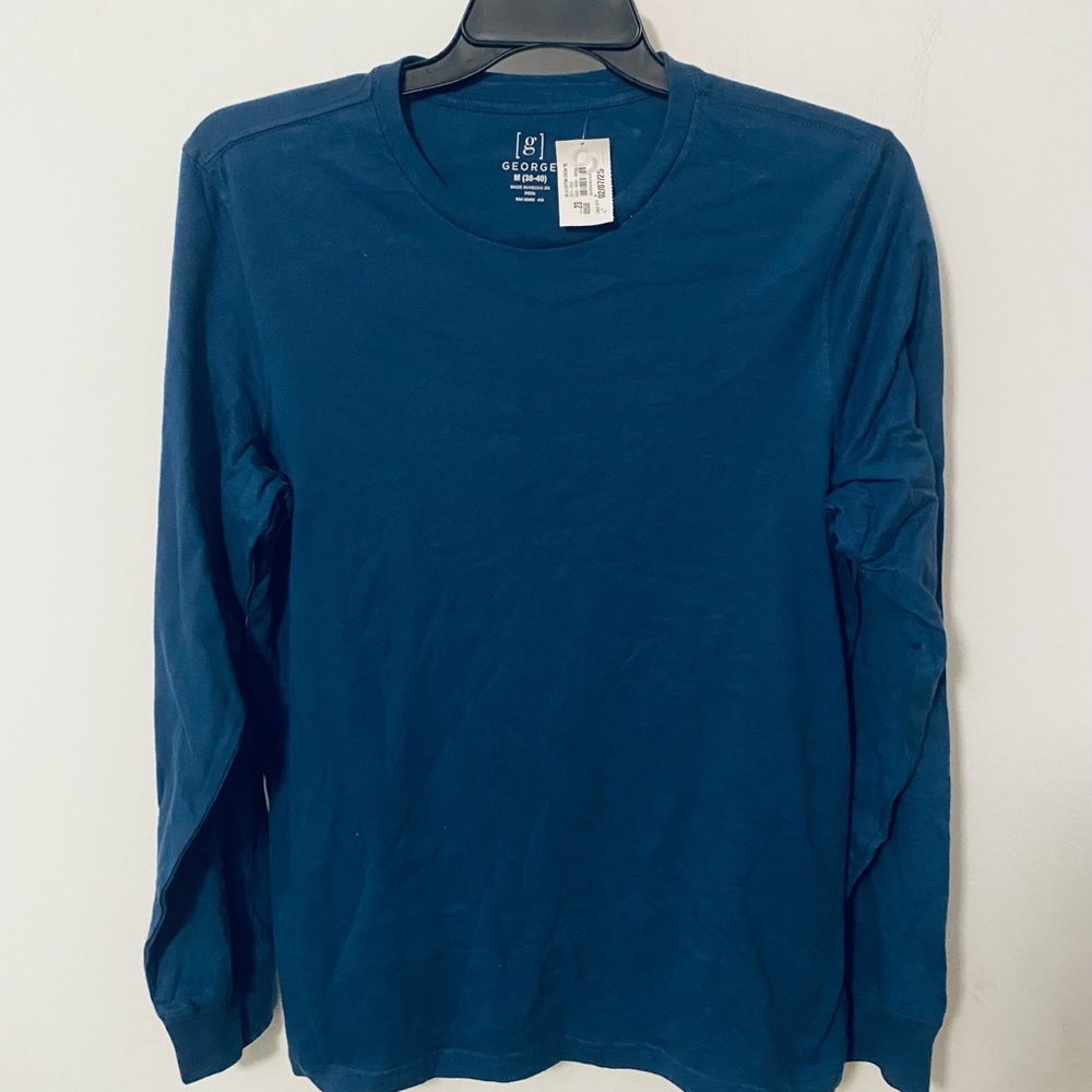 George Blue Long Sleeve Tee Classic Crew Neck